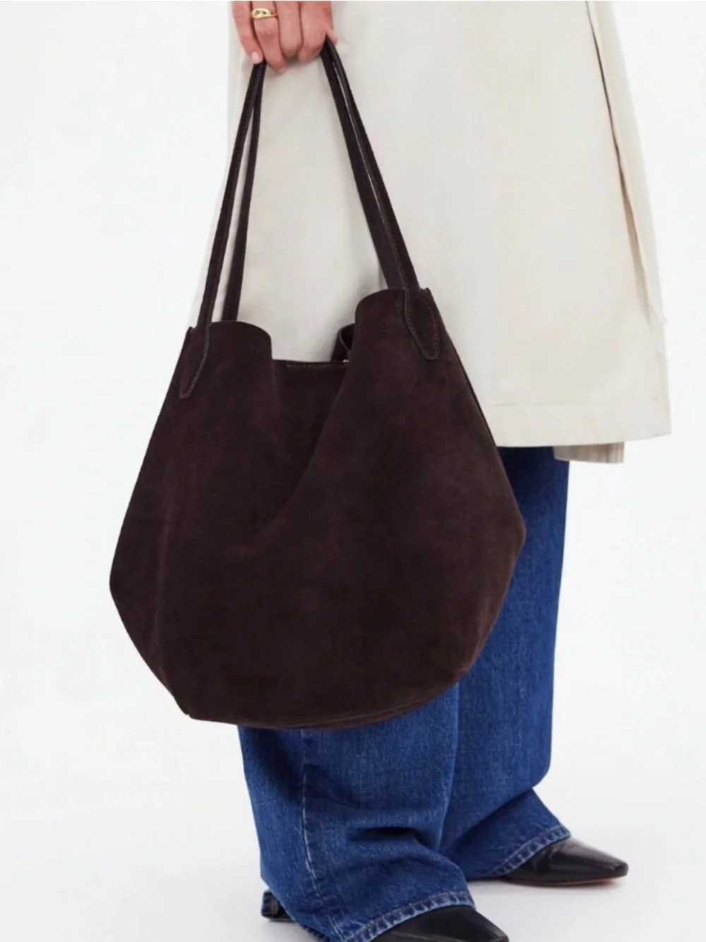 NEW Madewell Suede Shopper tote in Dark Carob NR388 $198 - Picture 4 of 8